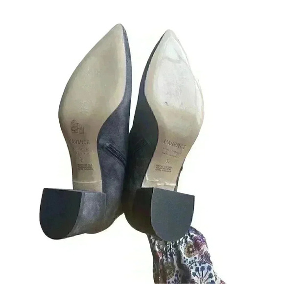 NEW L'Agence Jeanne Block Heel Charcoal Black Bootie Size 37/7 - Picture 9 of 12